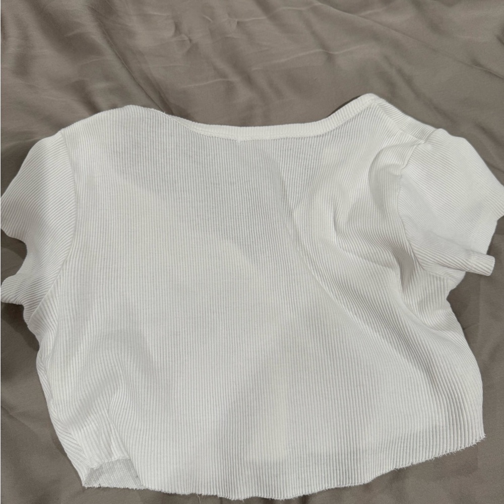 Garage White Ribbed Crop Top - Picture 3 of 3
